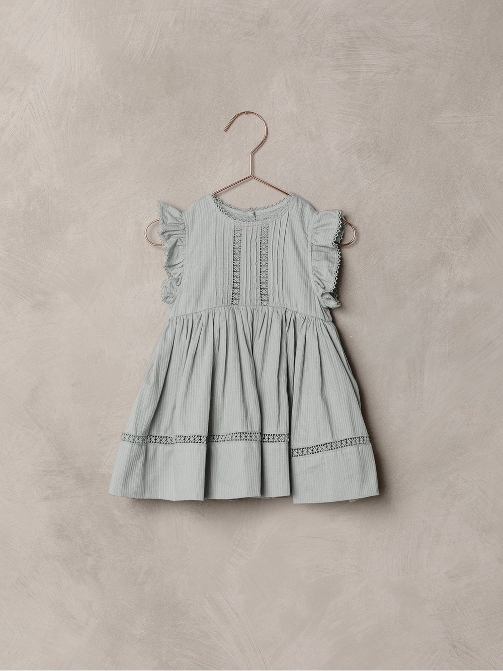 Girls' Noralee Isla dress - Ruffle Sleeve Cotton Dress sage green/gray